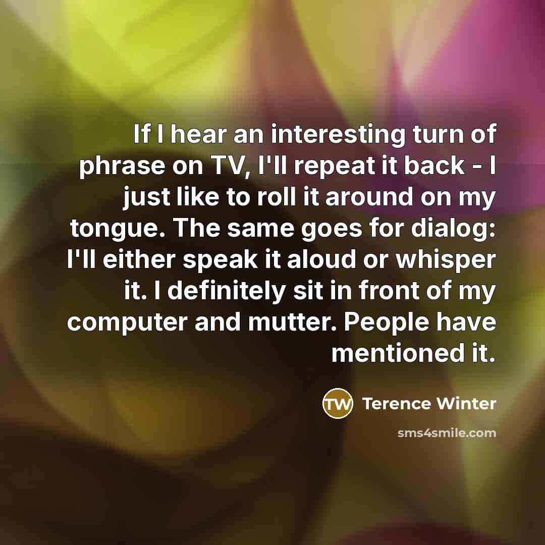 “If I hear an interesting turn of phrase on TV,…” quote by Terence Winter
