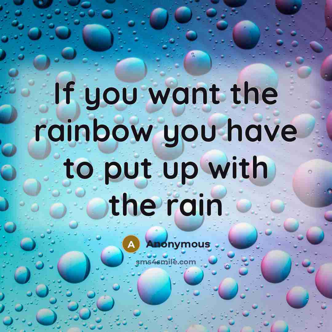 “If you want the rainbow you have to put up…” quote by Anonymous