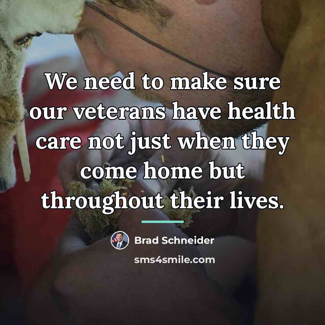 “We need to make sure our veterans have health care…” quote by Brad Schneider