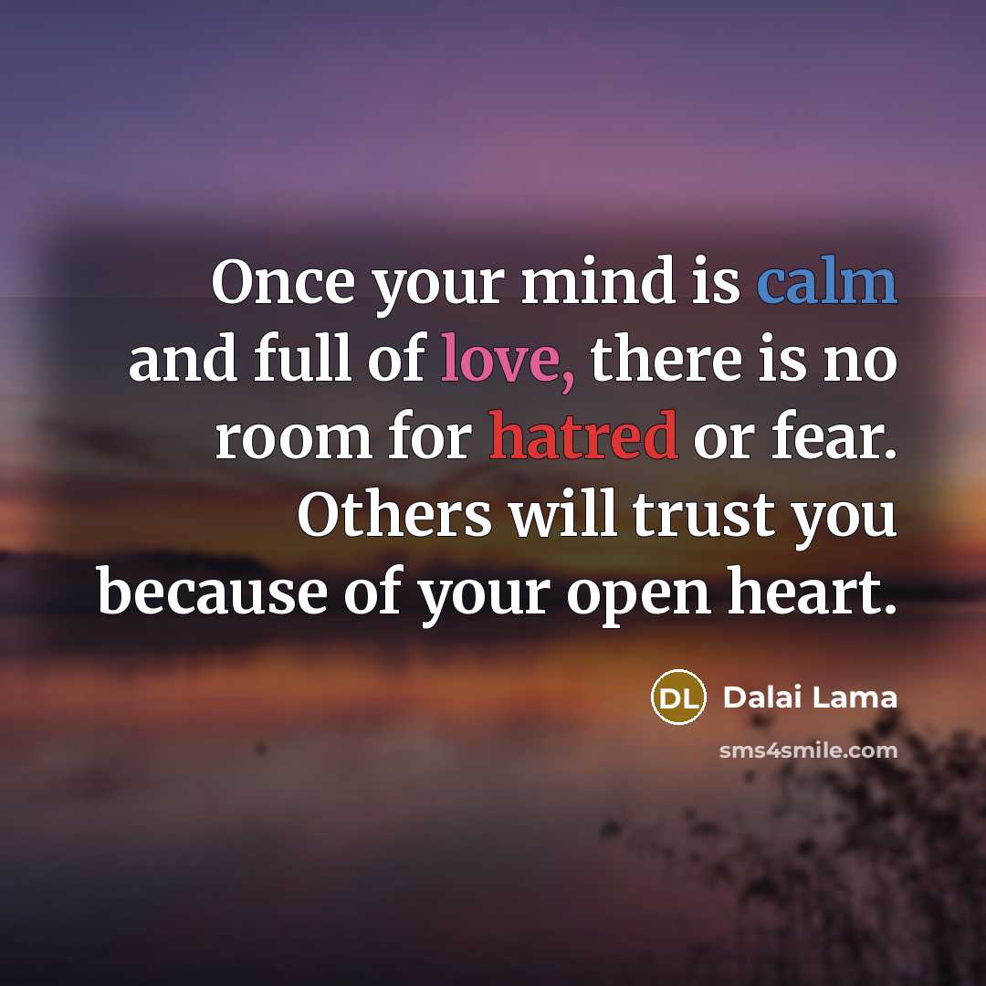 “Once your mind is calm and full of love, there…” quote by Dalai Lama