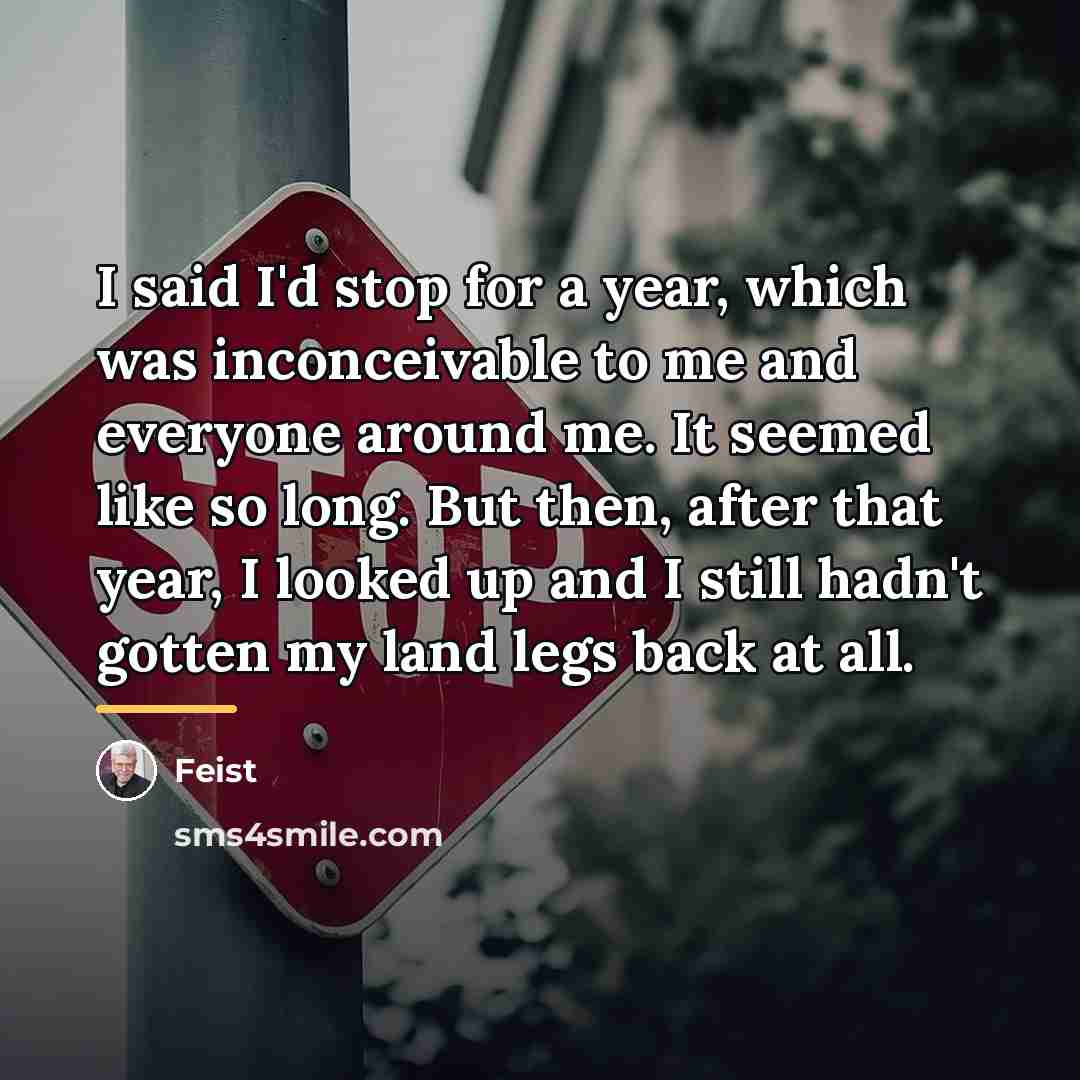 “I said I'd stop for a year, which was inconceivable…” quote by Feist