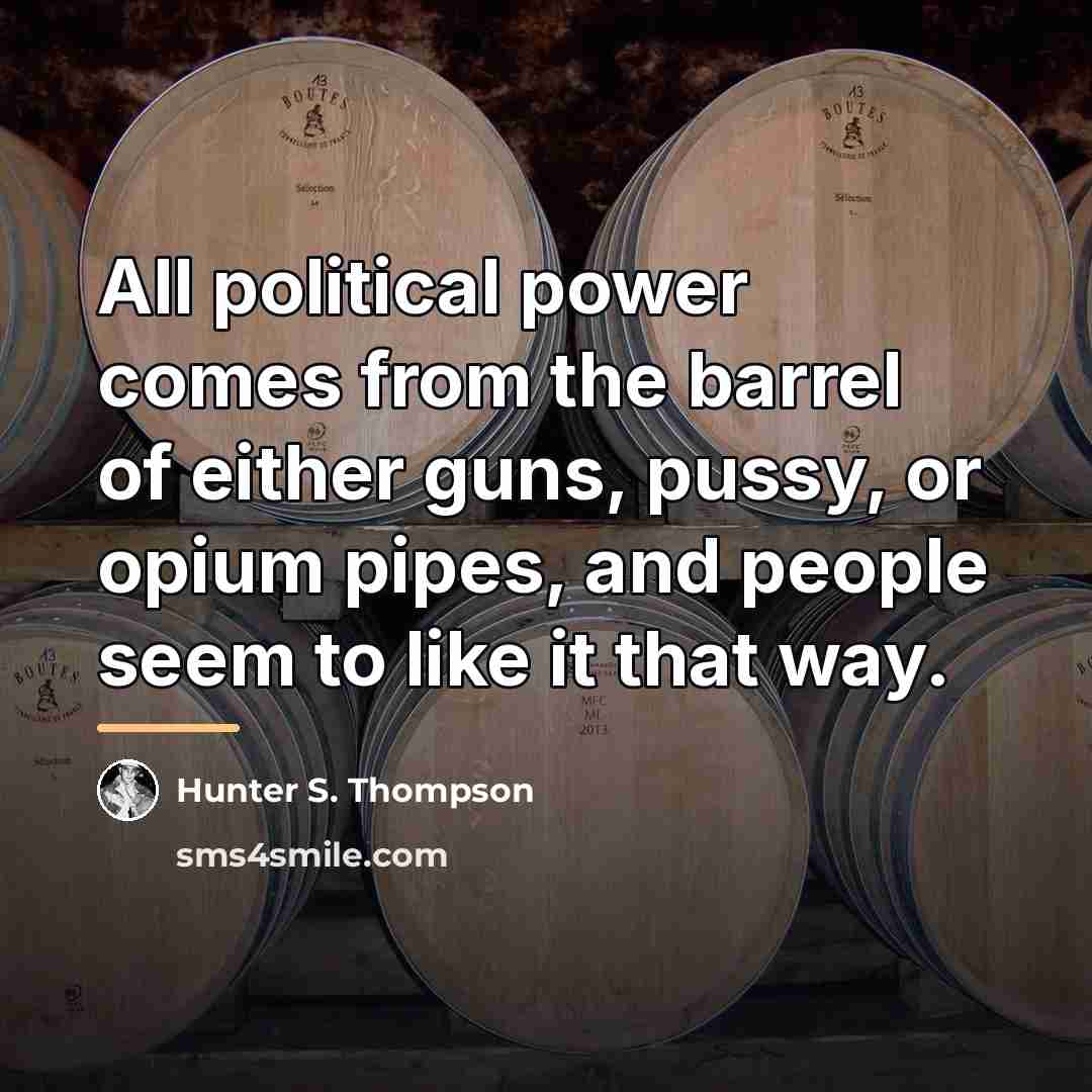 “All political power comes from the barrel of either guns,…” quote by Hunter S. Thompson