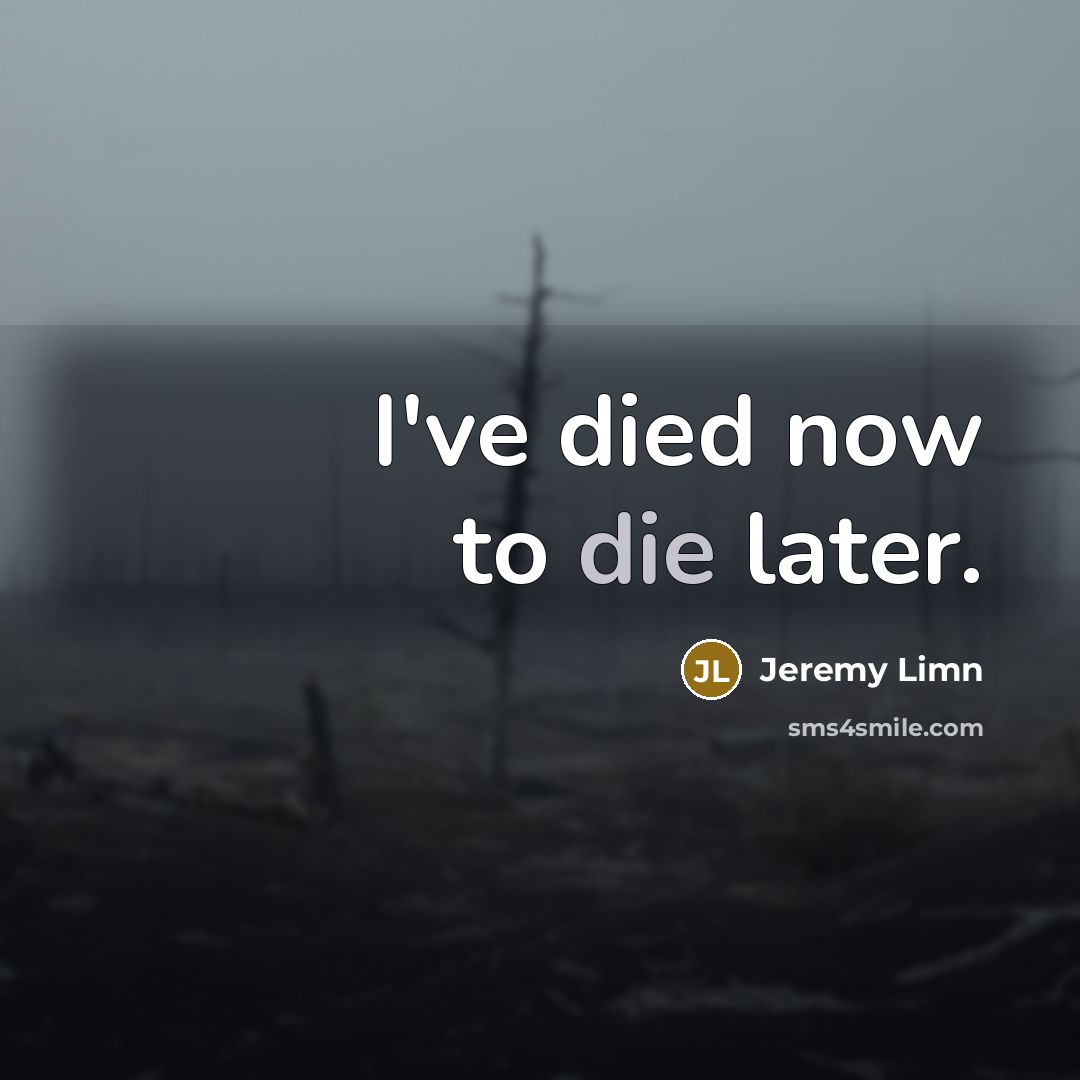 “I've died now to die later.…” quote by Jeremy Limn