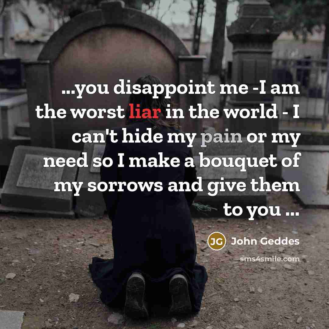 “...you disappoint me -I am the worst liar in the…” quote by john geddes