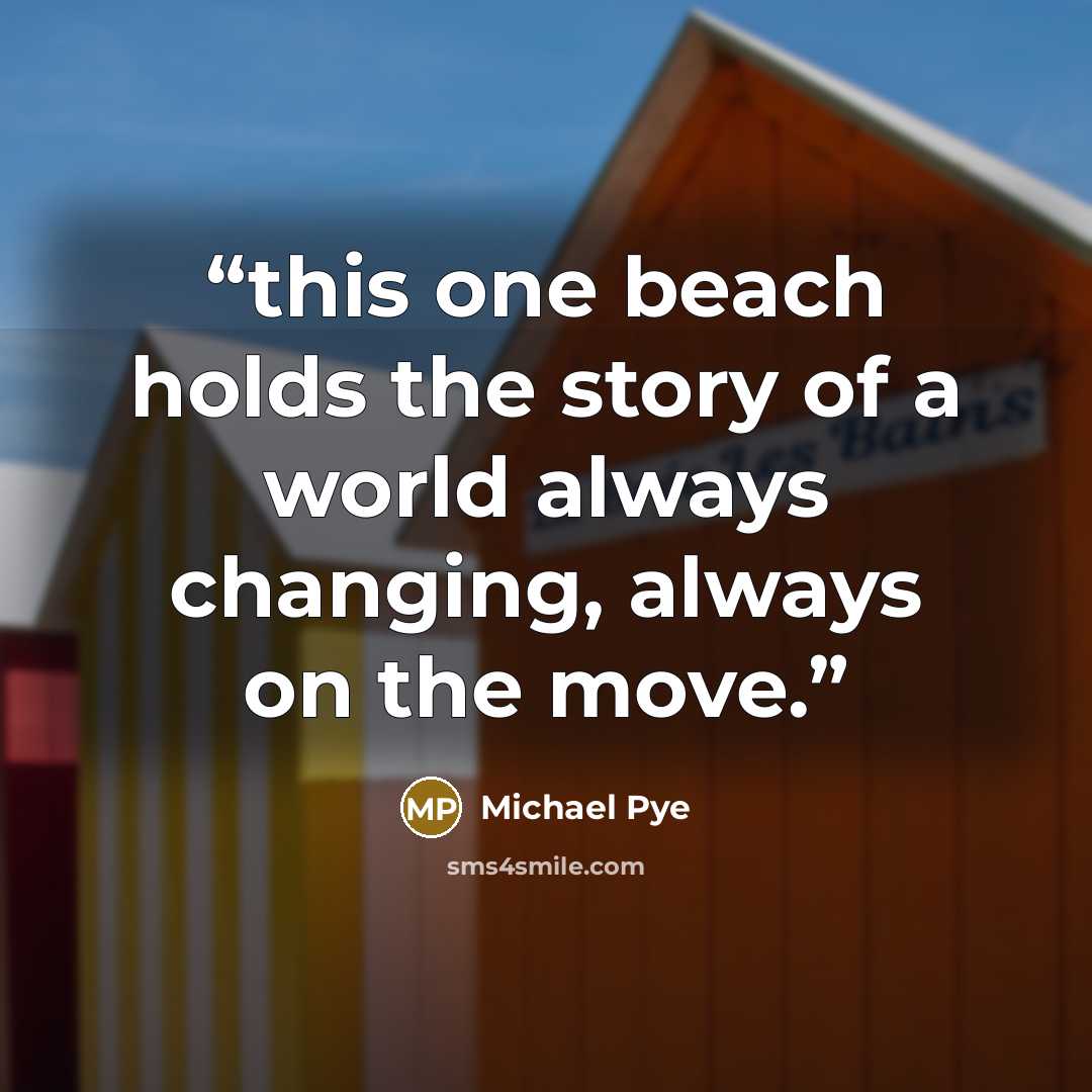 “this one beach holds the story of a world always changing, always on the move.” quote by Michael Pye