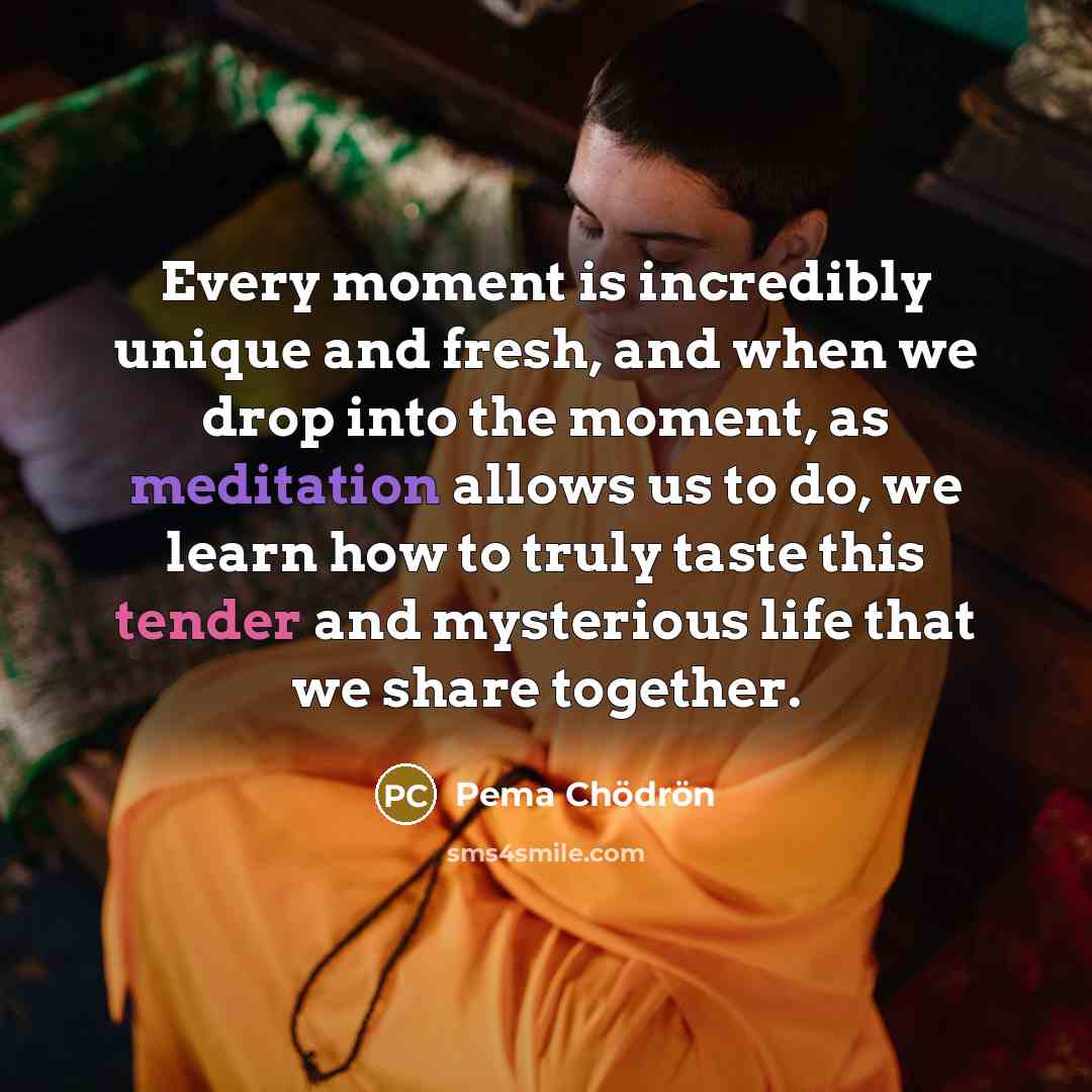 “Every moment is incredibly unique and fresh, and when we…” quote by Pema Chodron