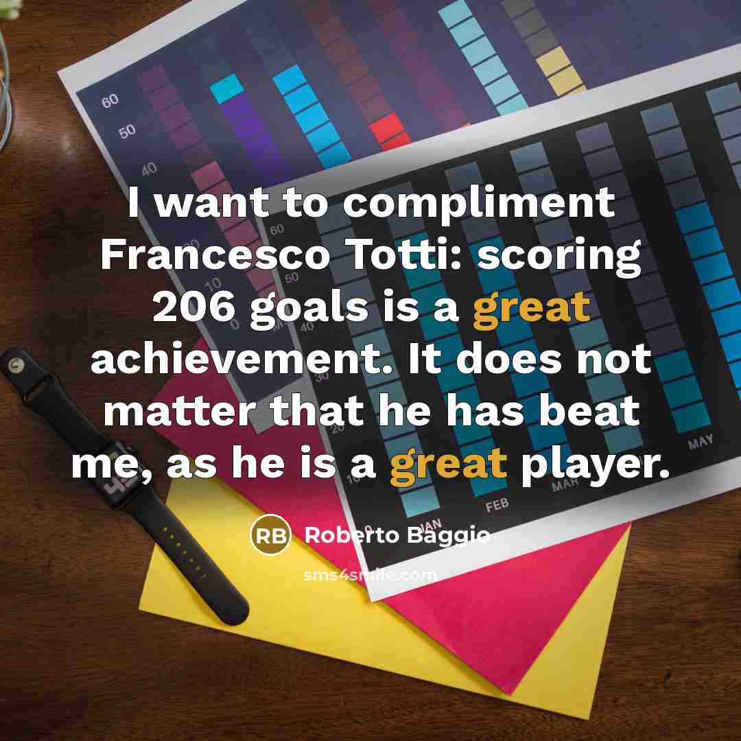 “I want to compliment Francesco Totti: scoring 206 goals is…” quote by Roberto Baggio