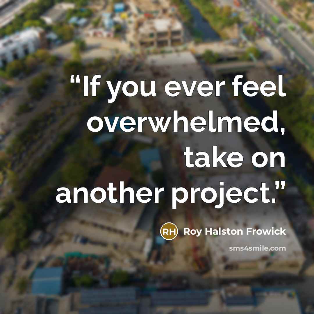 “If you ever feel overwhelmed, take on another project.” quote by Roy Halston Frowick