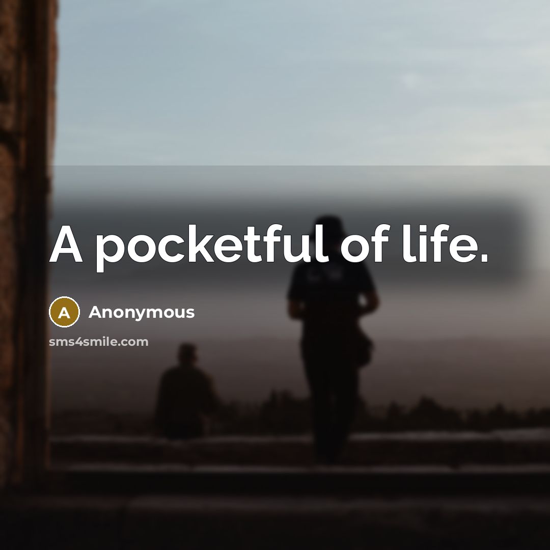 “A pocketful of life.…” quote by Anonymous