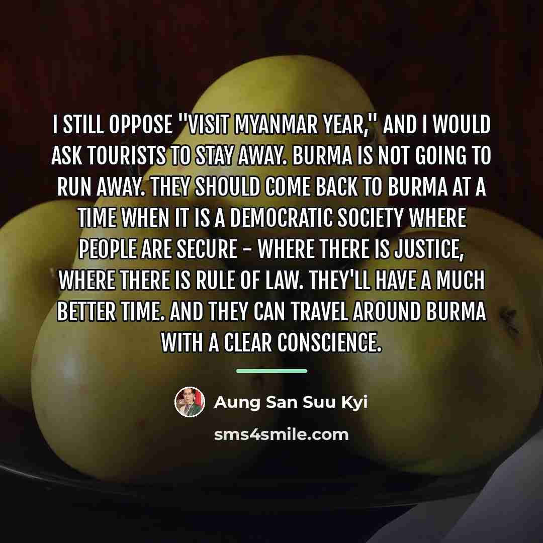 “I still oppose "Visit Myanmar Year," and I would ask…” quote by Aung San Suu Kyi