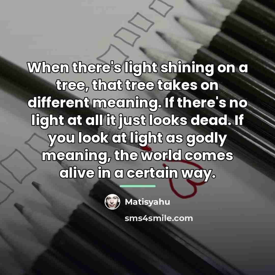 “When there's light shining on a tree, that tree takes…” quote by Matisyahu
