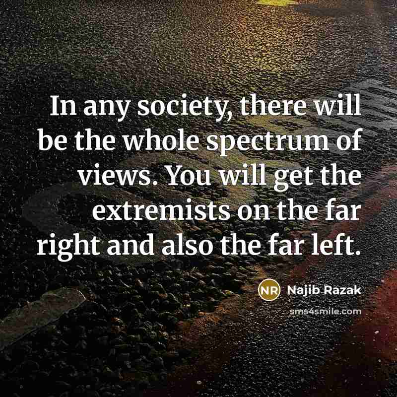 “In any society, there will be the whole spectrum of…” quote by Najib Razak