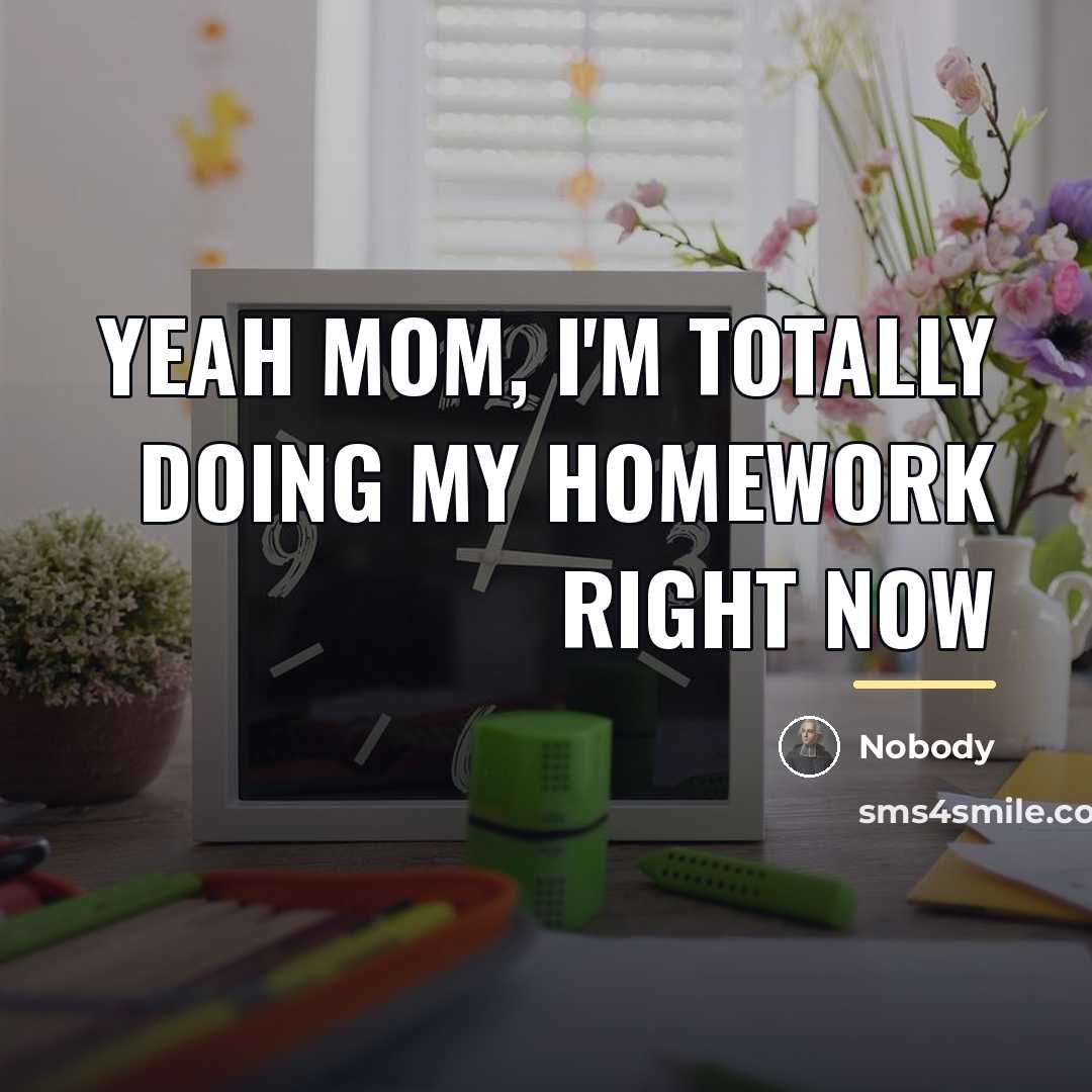 “Yeah Mom, I'm totally doing my homework right now…” quote by Nobody
