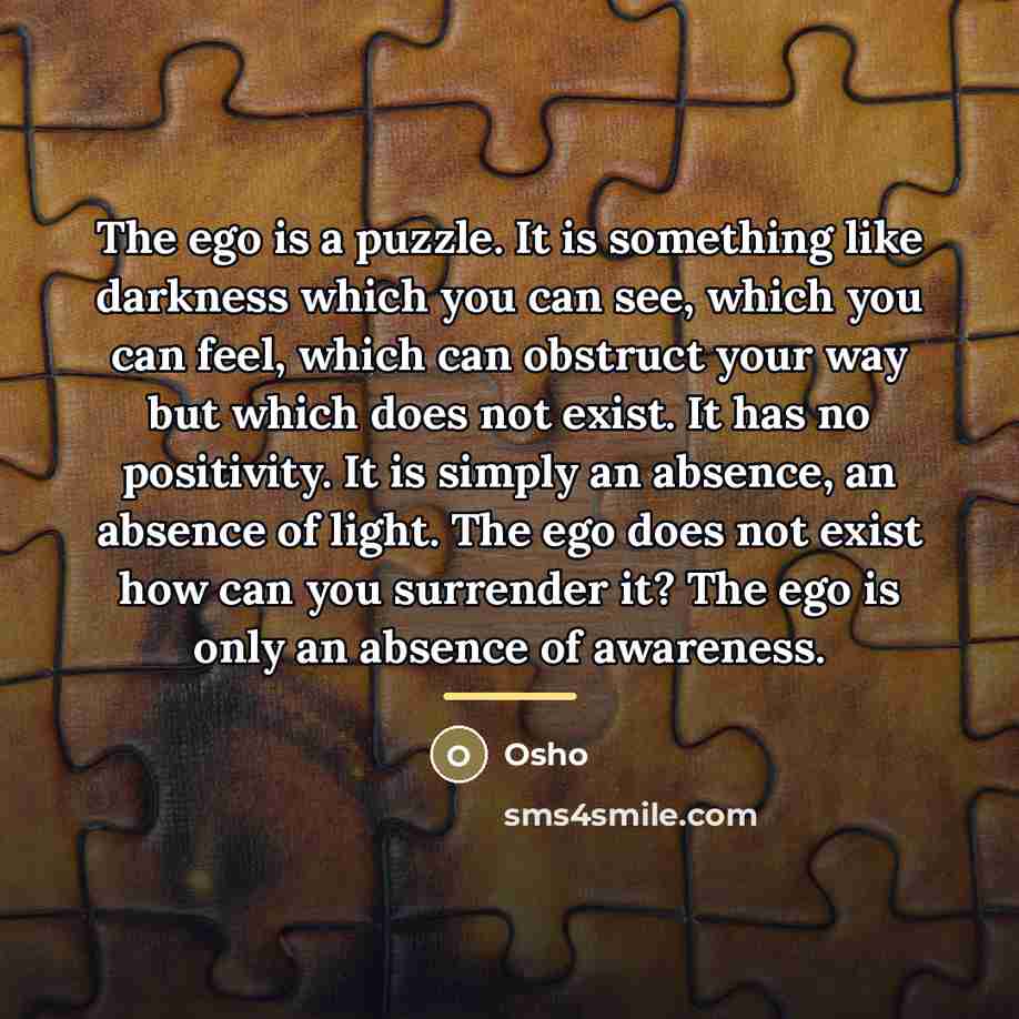“The ego is a puzzle. It is something like darkness…” quote by Osho