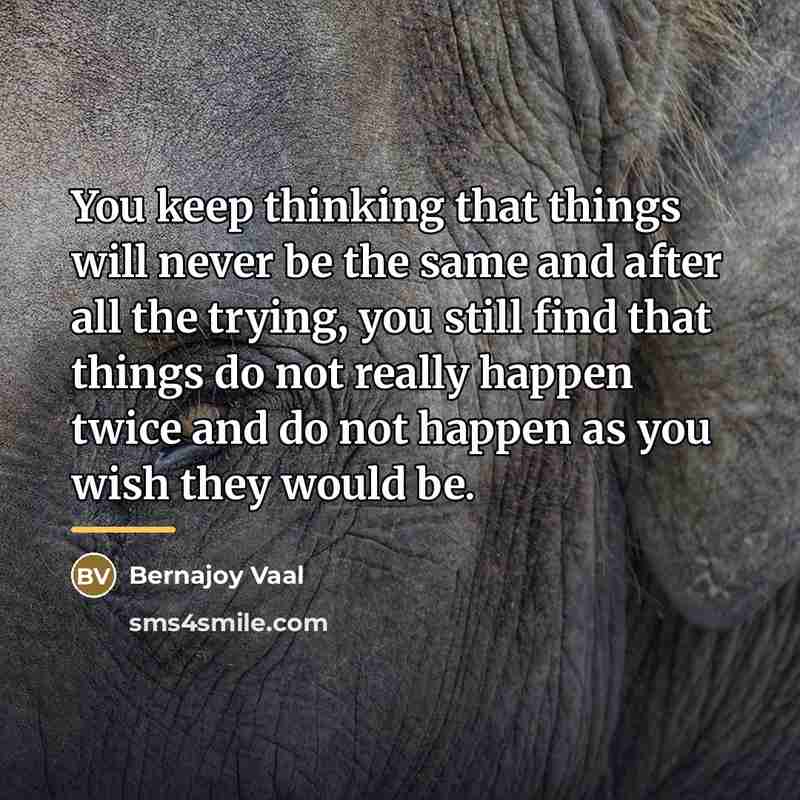 “You keep thinking that things will never be the same…” quote by Bernajoy Vaal
