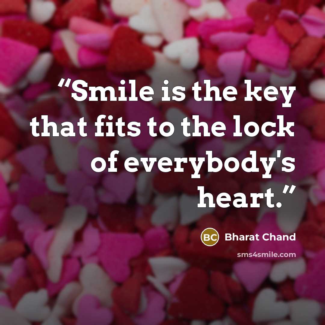“Smile is the key that fits to the lock of everybody's heart.” quote by Bharat Chand