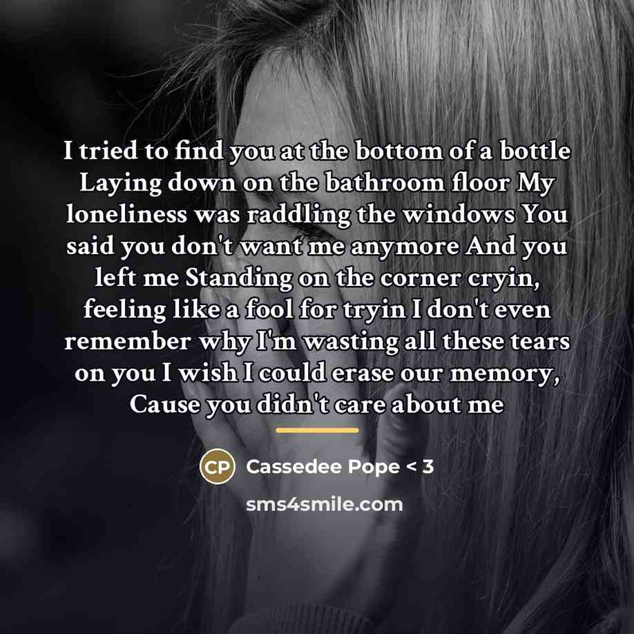“I tried to find you at the bottom of a…” quote by Cassedee Pope < 3