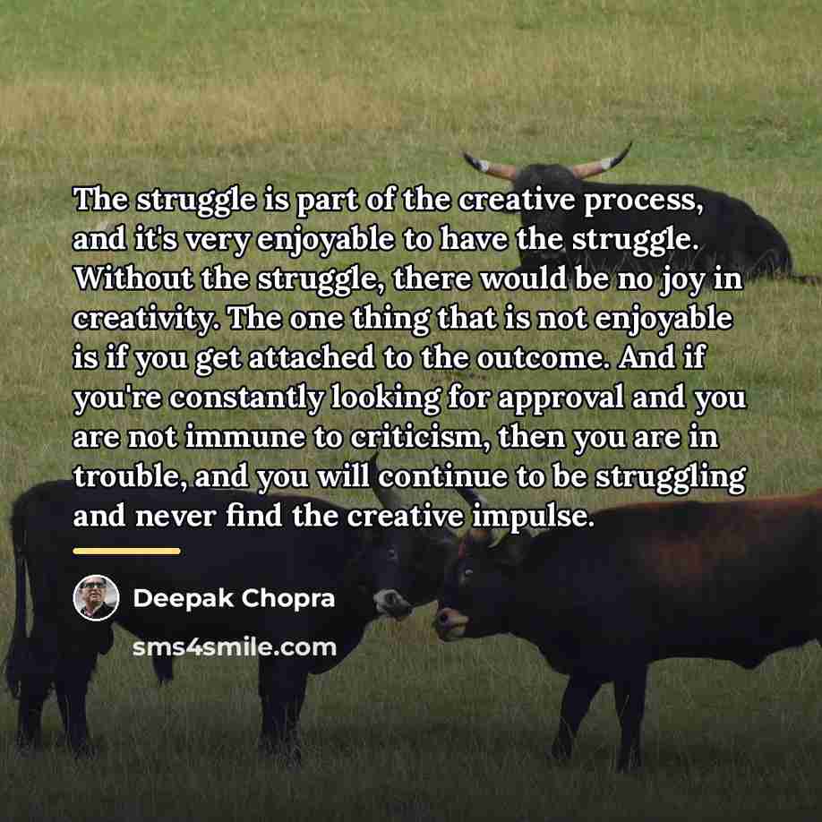 “The struggle is part of the creative process, and it's…” quote by Deepak Chopra