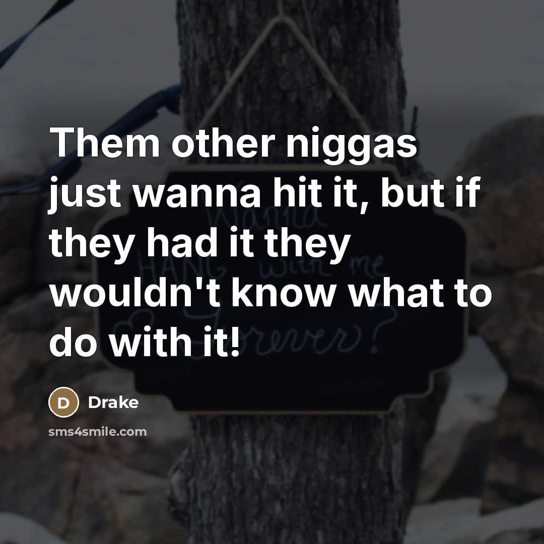 “Them other niggas just wanna hit it, but if they…” quote by Drake