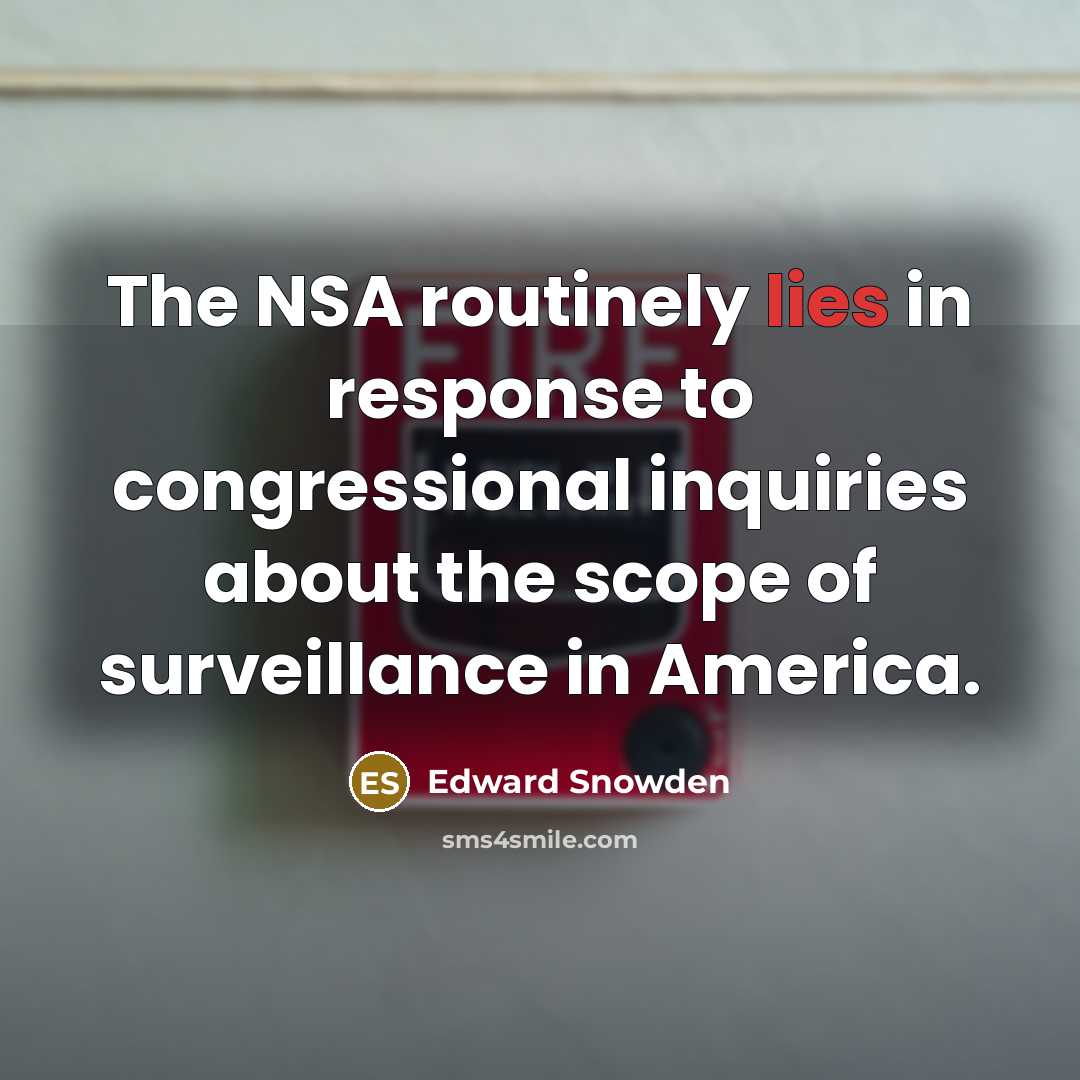 “The NSA routinely lies in response to congressional inquiries about…” quote by Edward Snowden