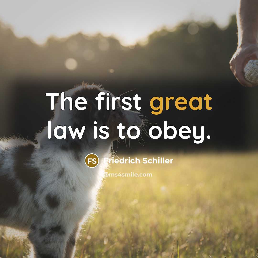 “The first great law is to obey.…” quote by Friedrich Schiller