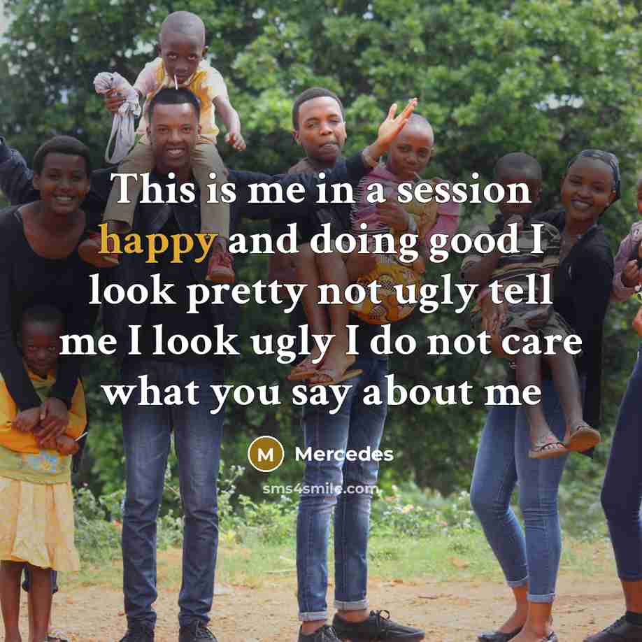 “This is me in a session happy and doing good…” quote by Mercedes