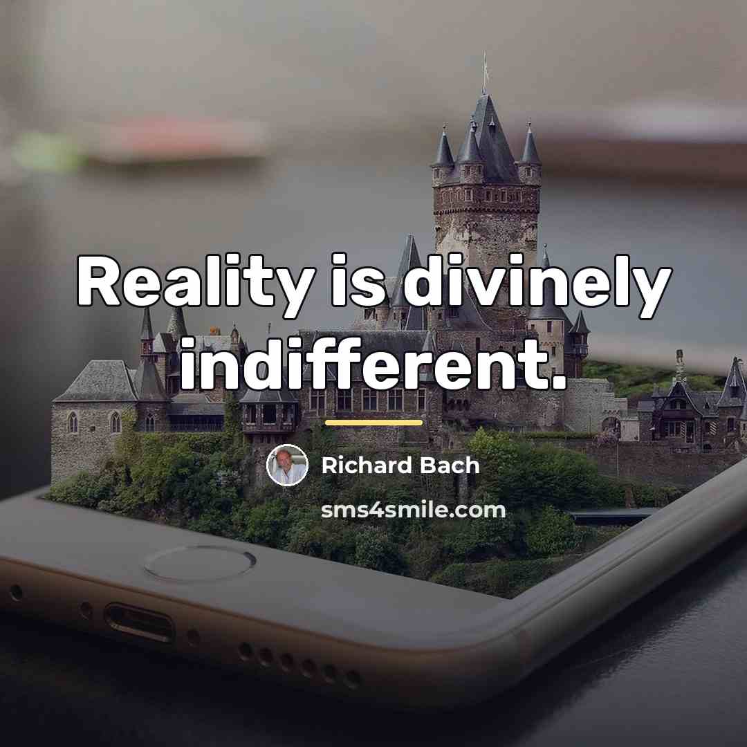“Reality is divinely indifferent.…” quote by Richard Bach