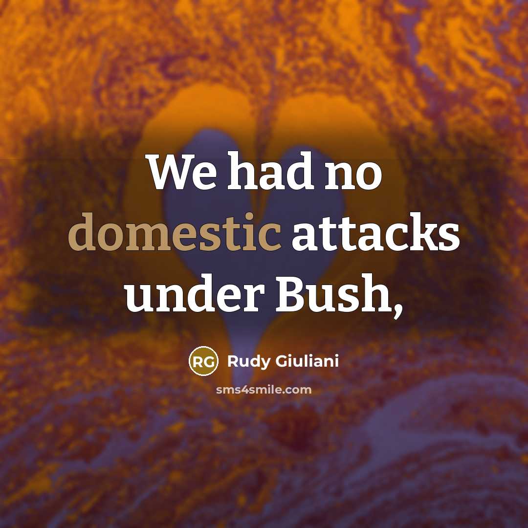 “We had no domestic attacks under Bush,…” quote by Rudy Giuliani