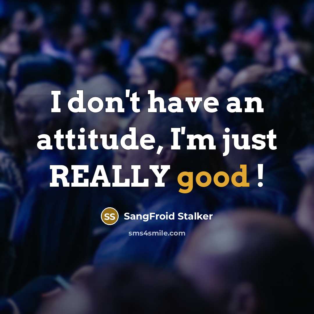 “I don't have an attitude, I'm just REALLY good !…” quote by SangFroid Stalker