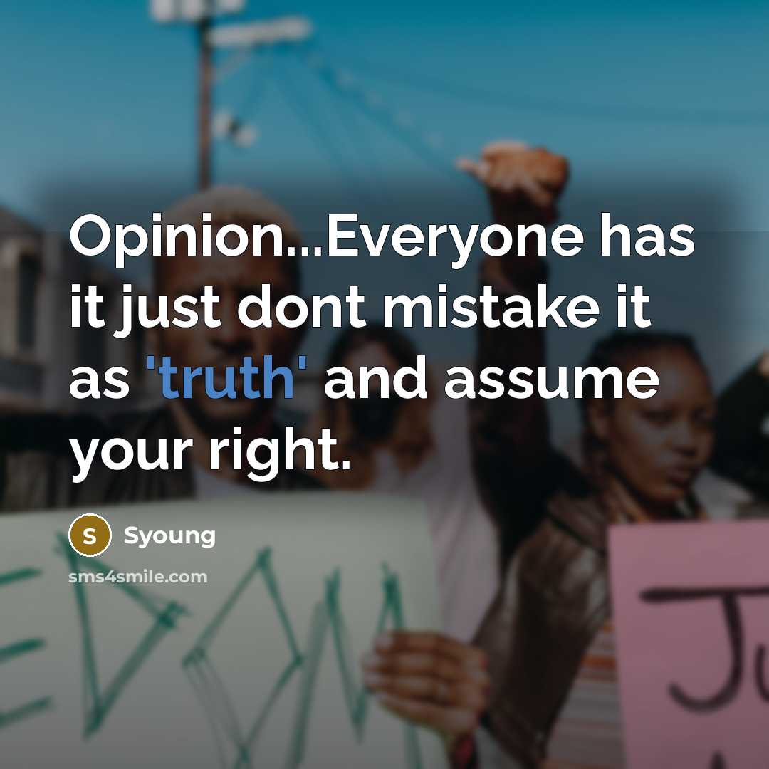 “Opinion...Everyone has it just dont mistake it as 'truth' and…” quote by Syoung