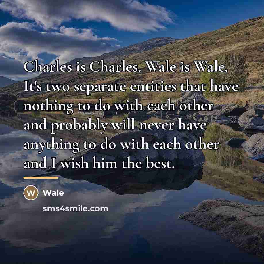 “Charles is Charles. Wale is Wale. It's two separate entities…” quote by Wale
