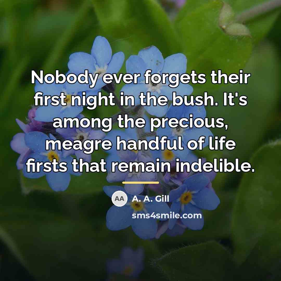 “Nobody ever forgets their first night in the bush. It's…” quote by A. A. Gill