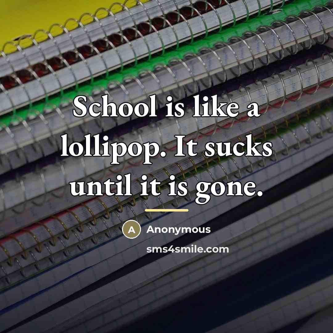 “School is like a lollipop. It sucks until it is…” quote by Anonymous