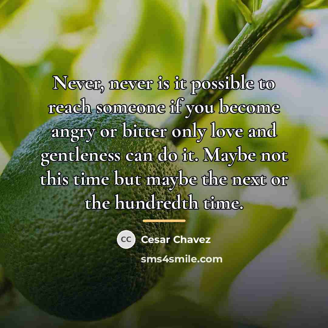 “Never, never is it possible to reach someone if you…” quote by Cesar Chavez