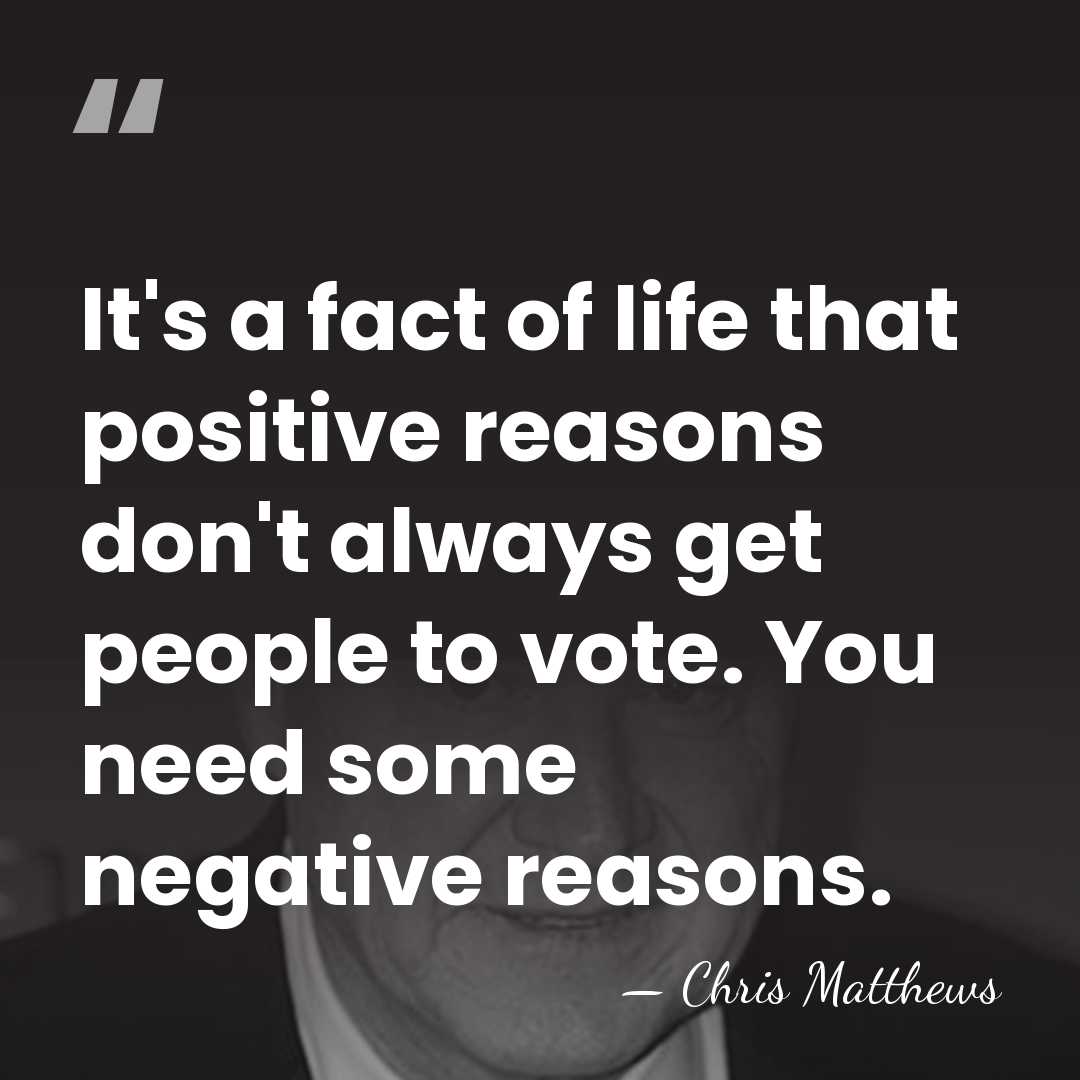 It's a fact of life that positive reasons don't always get people&hellip; - Chris Matthews