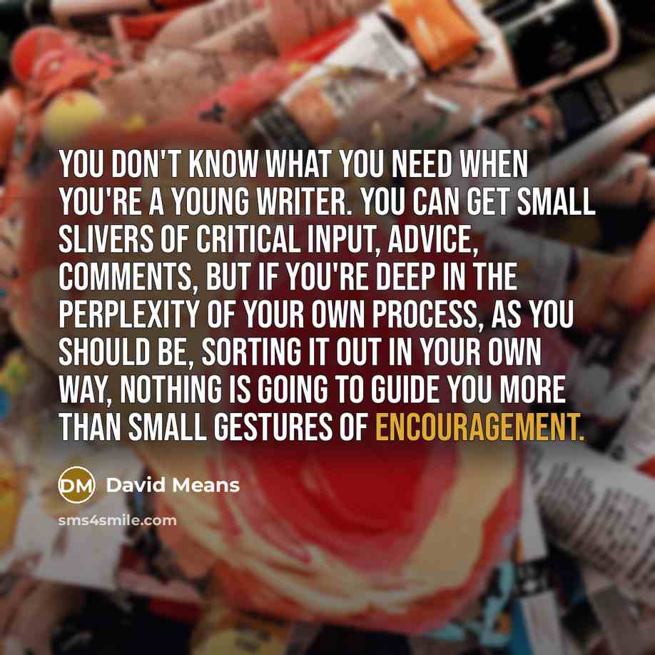 “You don't know what you need when you're a young…” quote by David Means