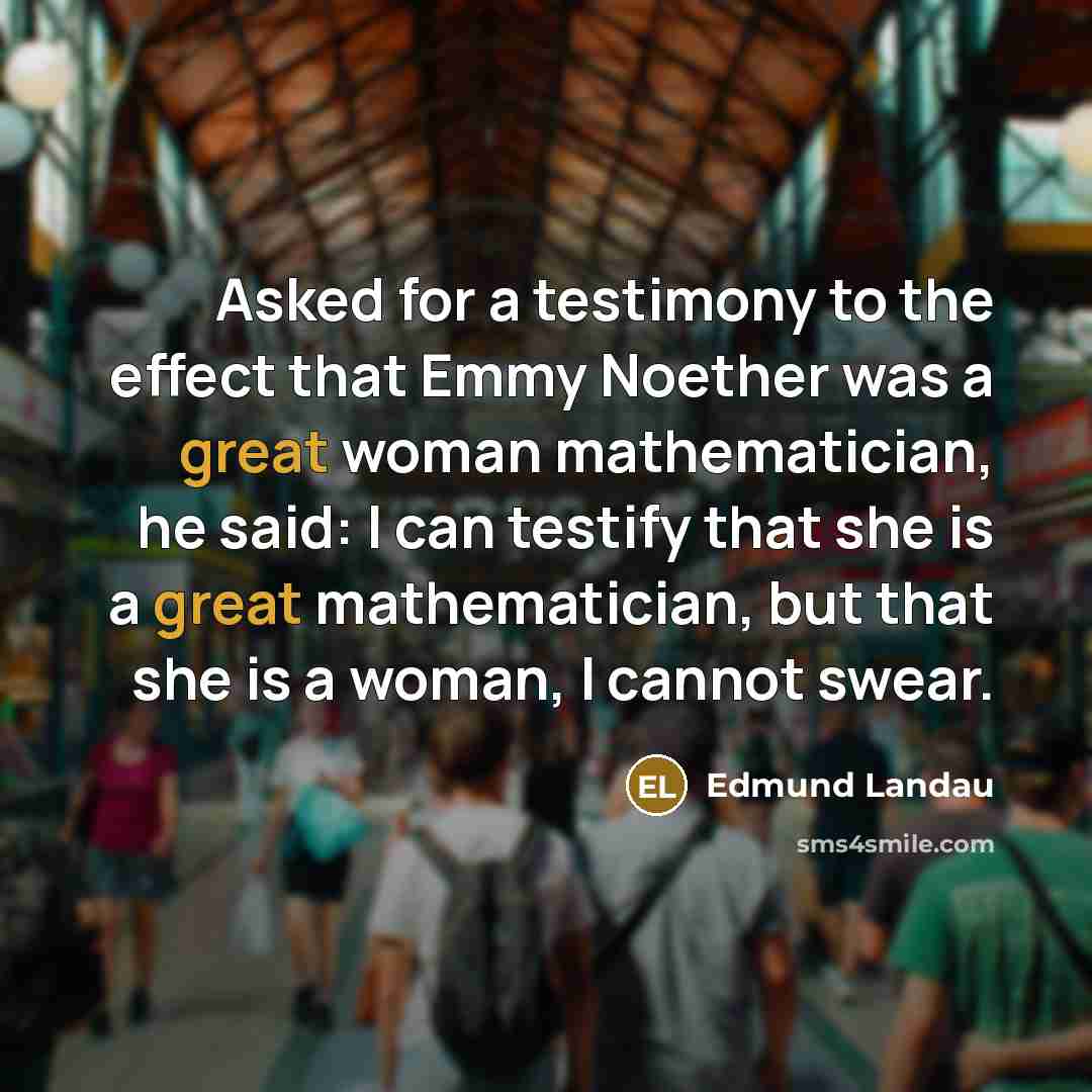 “Asked for a testimony to the effect that Emmy Noether…” quote by Edmund Landau