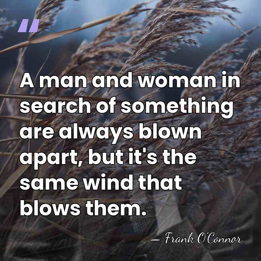 A man and woman in search of something are always blown apart,&hellip; - Frank O'Connor