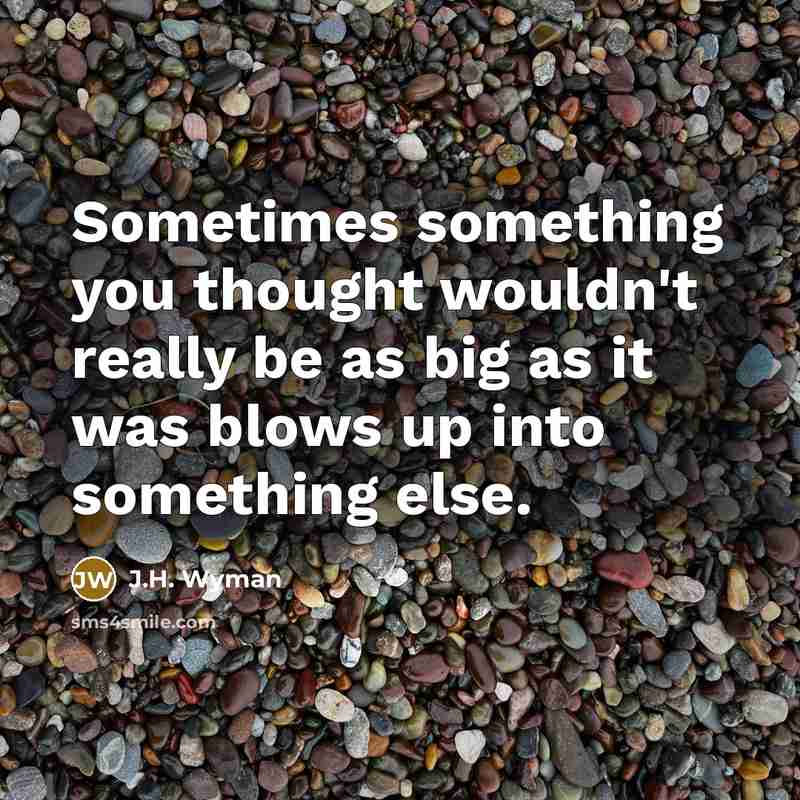 “Sometimes something you thought wouldn't really be as big as…” quote by J.H. Wyman