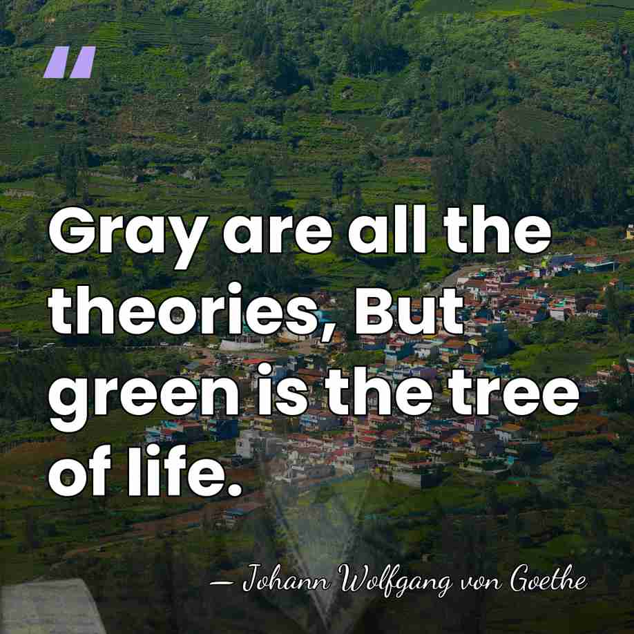 Gray are all the theories, But green is the tree of life. - Johann Wolfgang von Goethe
