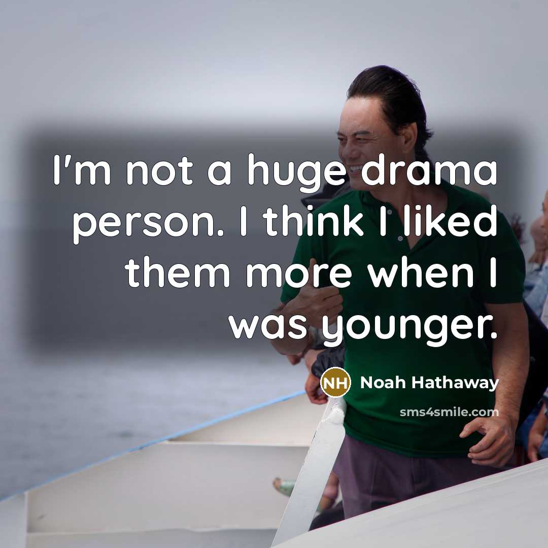 “I'm not a huge drama person. I think I liked…” quote by Noah Hathaway
