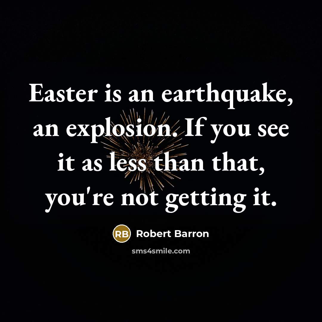 “Easter is an earthquake, an explosion. If you see it…” quote by Robert Barron