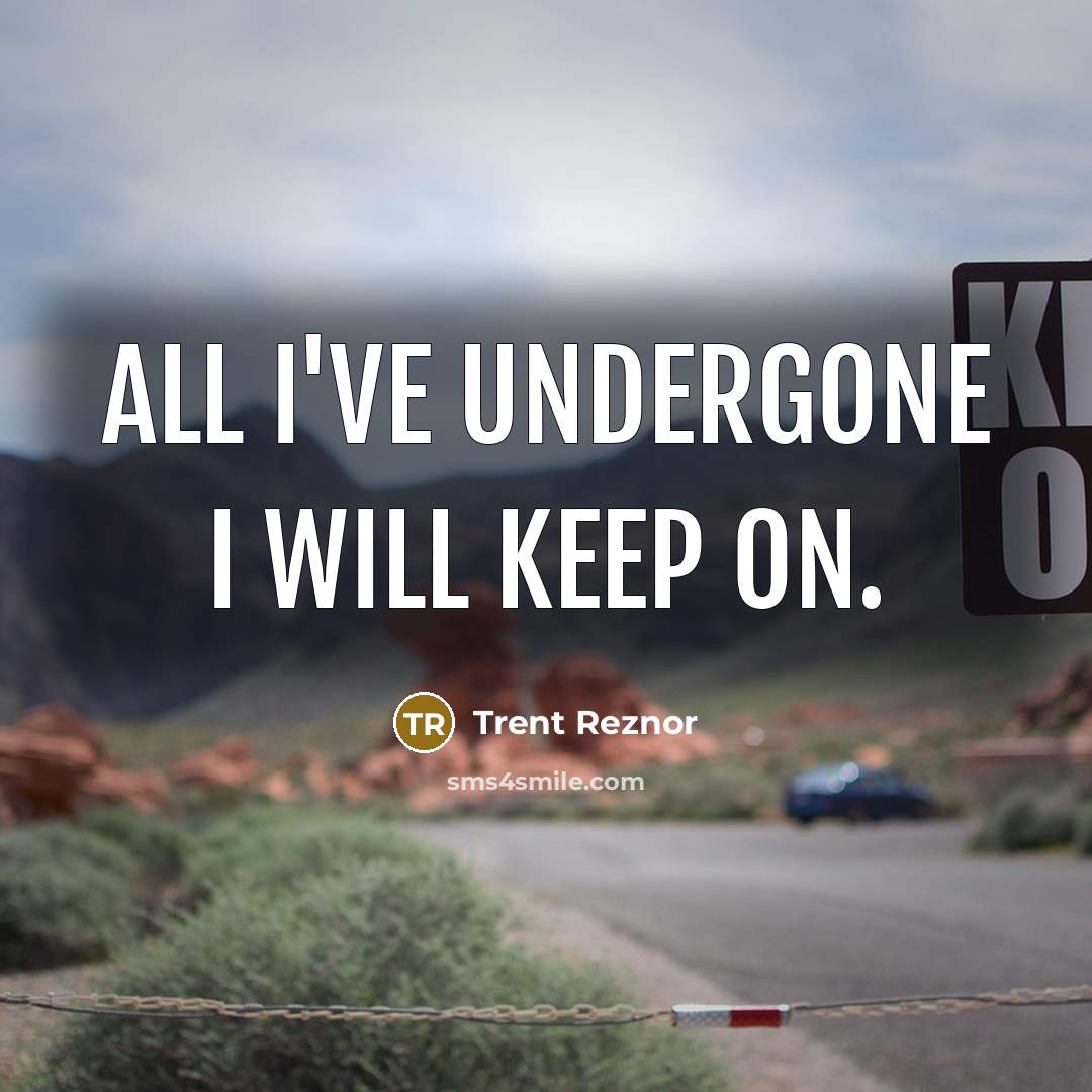 “All I've undergone I will keep on.” quote by Trent Reznor
