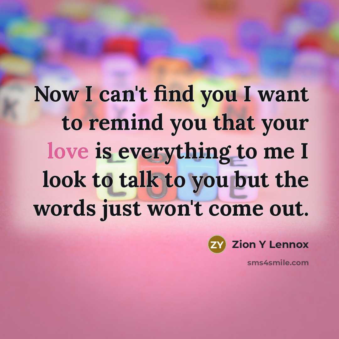 “Now I can't find you I want to remind you…” quote by Zion Y Lennox