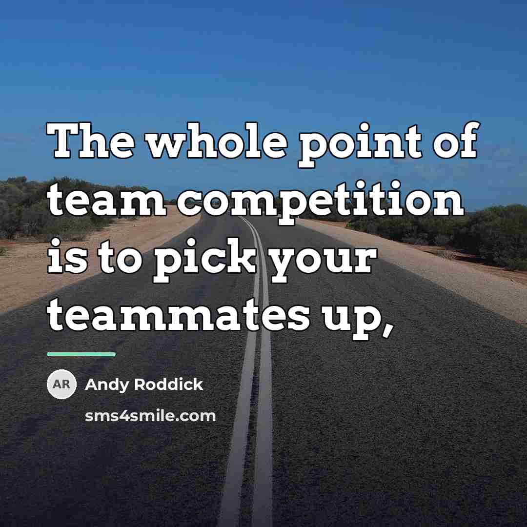 “The whole point of team competition is to pick your…” quote by Andy Roddick