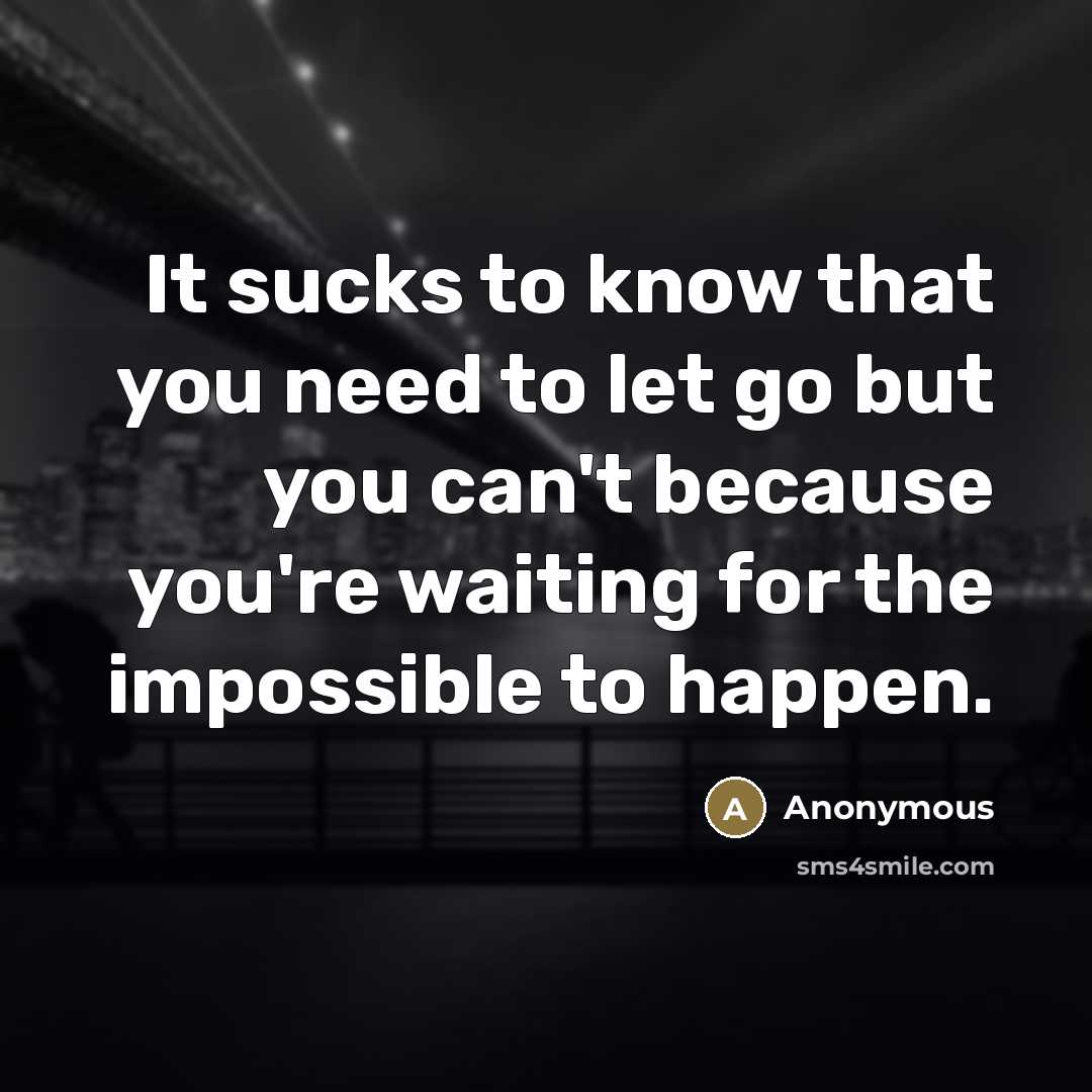 “It sucks to know that you need to let go…” quote by Anonymous