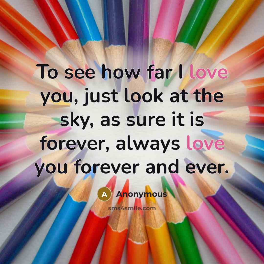 “To see how far I love you, just look at…” quote by Anonymous