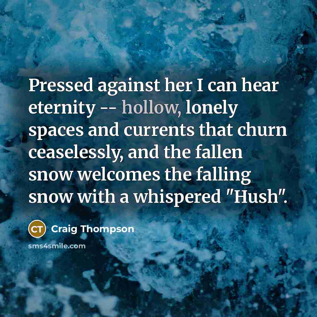 “Pressed against her I can hear eternity -- hollow, lonely…” quote by Craig Thompson