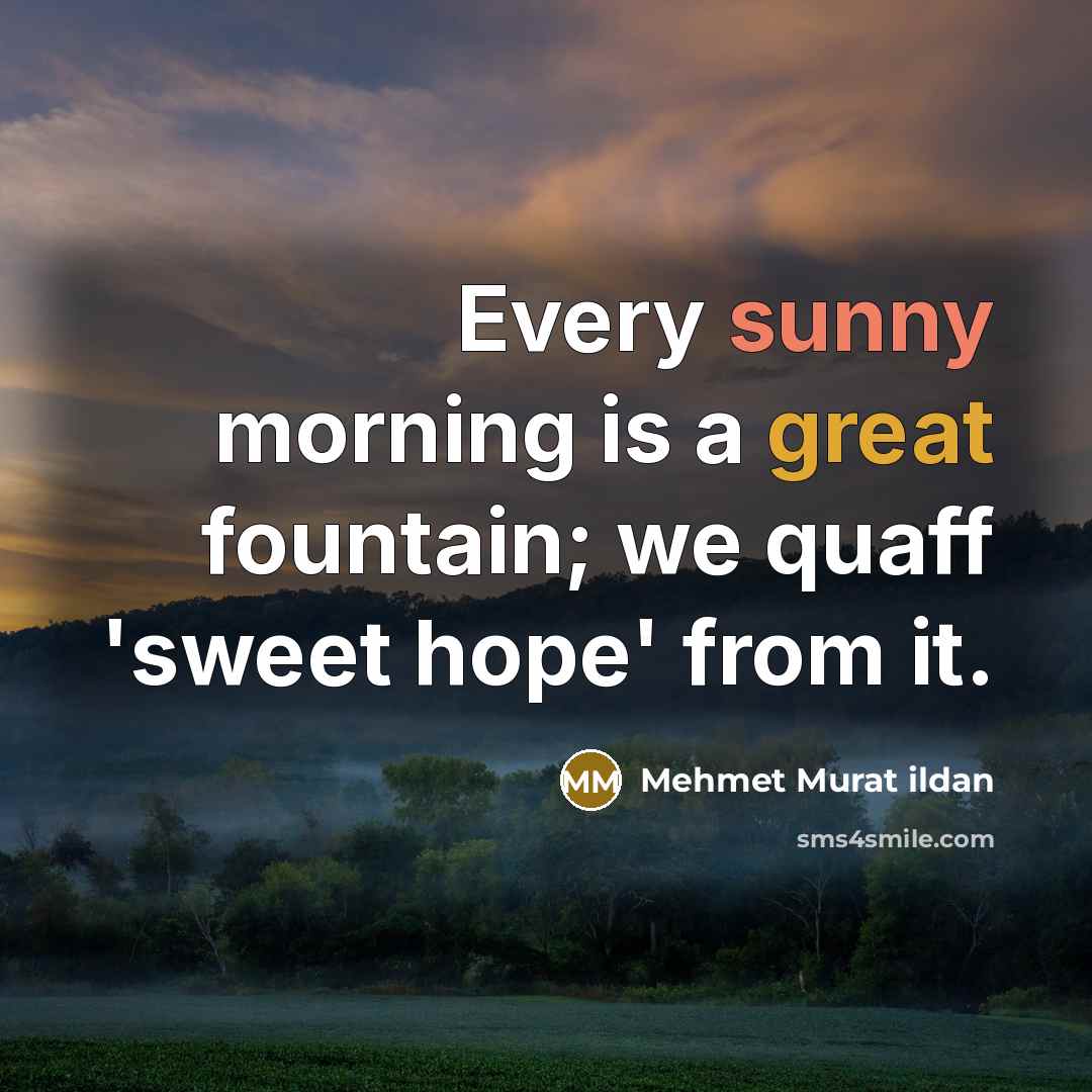 “Every sunny morning is a great fountain; we quaff 'sweet…” quote by Mehmet Murat Ildan