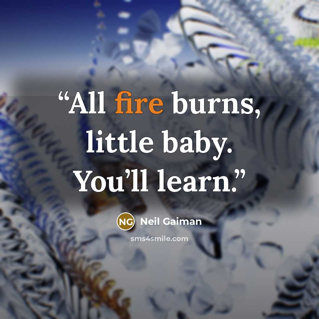 “All fire burns, little baby. You’ll learn.” quote by Neil Gaiman